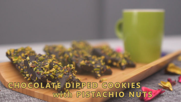 Chocolate Dipped Cookies with Pistachio Nuts